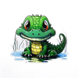 Cute Baby Alligator Sticker - Car Truck Window Bumper Graphics, Waterproof Vinyl Sticker, UV resistant Decal Laptop Water Bottle Wild Animal