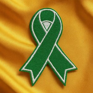 Mental Health Awareness Green Ribbon Patch/Iron-on Patch/Fundraising Cause Gift/Embroidered Sews-On Applique for Clothing Vest Backpack Hats