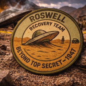 Roswell Recovery Team (1947) Patch/Iron-On Patch/UFO Area-51/Paranormal Badge/XFiles Government Secrets/Sew-On Applique for Clothing Hats