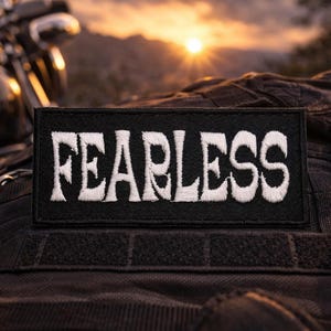 Fearless Patch/Iron-on Patch/Adventure Seeker/Biker Vest/Motorcycle Jacket/Embroidered Sew-on Applique for Clothing Backpack Hats Gear
