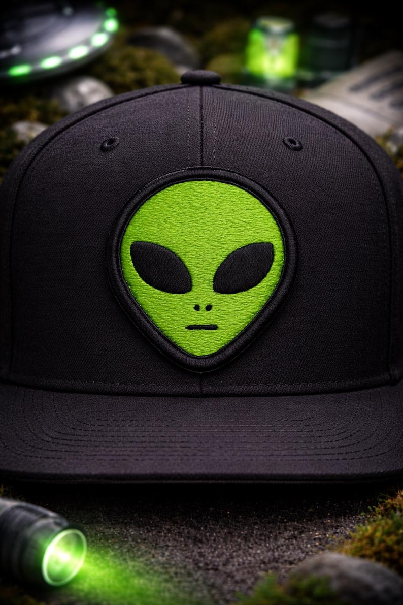 Green Alien Head Patch/Iron On Patch/Paranormal Badge/XFiles UFO Lore/Government Secrets & Cover-Ups/Sew-On Applique for Clothing, Vest Hats image 2
