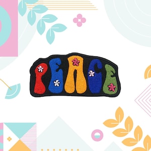 Peace w/Daisy Flower Patch Embroidered Iron-On Retro Applique for Jackets & Backpacks, for Clothes and Vests, 70s Peace Patch, Hippie patch