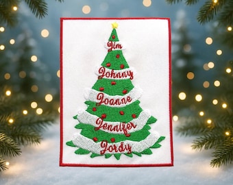 Personalized Christmas Name Patch – Custom Embroidered Text Patch – Sew On or Iron On Patch Gift for Kids, Family, Holiday Outfits/Stockings