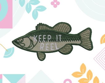 Iron-on Large Mouth Bass Patch 4"x2"/Fishing Badge/Sew-on Applique/Nature Lover Gift/Wildlife Patch/Park Patch/Fish Patch/River Patch/Lake