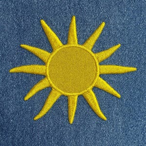 Naszywka z motywem złotego słońca, haftowana, do naprasowania na plecak, kurtkę, torbę, naszywka z promieniującym słońcem, naszywka z motywem nieba, naszywka z energią słoneczną, naszywka z festiwalem