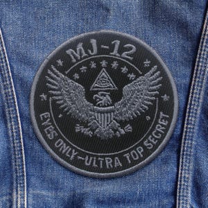 Majestic 12 Clearance Badge Patch/UFO Patch/Iron On Patch/Paranormal Patch/XFiles Inspired Patch/Cover-Ups & Government Secrets Patch