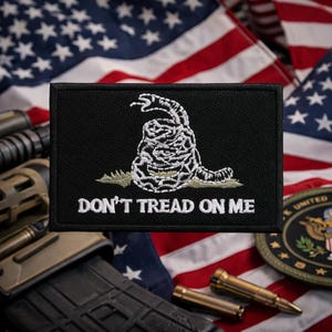 Don't Tread On Me Gadsden Flag Patch: Embroidered Iron-On Military Badge, Veteran Made USA Emblem | Durable Stitching, Patriotic Gear