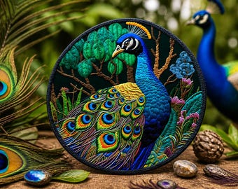 Peacock Patch/Iron-on Patch/Colorful Bird Badge/Nature & Parks/Wildlife/Sew-On Decorative Applique for Clothing Vest/Jacket Hats Backpack