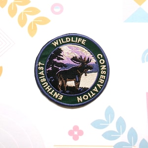 Wildlife Conservation Enthusiast Patch Embroidered Iron-On Applique for Backpacks & Jackets, Nature Badge, Wildlife Patch, Gear Patches