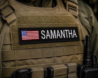 Custom Embroidered USA American Flag Name Patch, Personalized Flag Military Patch, Tactical Name Patch with Iron on for Backpacks & Jackets