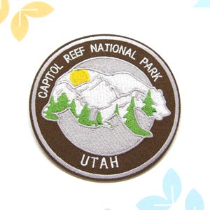Capitol Reef Park Patch Embroidered Iron-On Applique for Backpacks & Jackets, Mountain Patch, Nature Badge, Wildlife Patch, Bear Patch