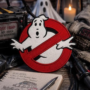 Ghostbusters No Ghosts Logo Patch Embroidered Iron On, GHOSTBUSTERS Sew On Applique, Halloween Costume Patch, Cosplay Patch, Uniform Patch