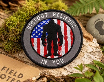 Bigfoot Lives Patch/Iron-On Patch/Sasquatch Cryptid Myth, Paranormal Gift/Embroidered Sew-On Applique for Clothing Vest/Jacket Backpack Gear