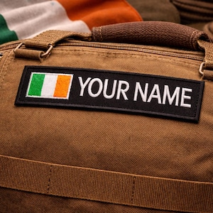 Embroidered Custom Name Patch/Ireland Flag Patch/Personalized Name Tag Patch/Iron-On Applique for Uniform/Costume/Jacket/Backpack/Biker Vest