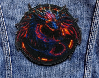 Patch dragon/écusson thermocollant/monstre mythique/légendes des mythes fantastiques/cracheur de feu/geeks et joueurs/appliqué à coudre pour vêtements sac à dos chapeau