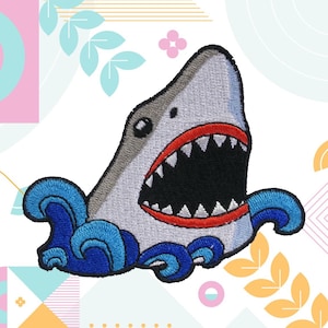 Shark Patch/3.8&quot;x3&quot; Iron-on Patch/Great White Shark Patch/Shark Badge/Nature Patch/Animal Lover Gift/Decorative Patch/Jaws Inspired Patch