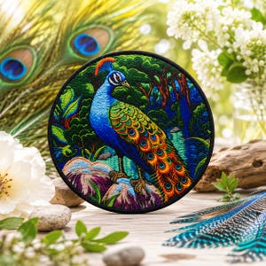 Peacock Patch/Iron-on Patch/Bird Badge/Nature Souvenir/Colorful Bird Lover Gift/Sew-On Applique for Clothing Vest/Jacket Hats Backpack