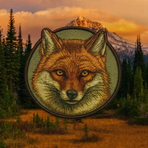 Fox Patch/Iron-On Patch/Wild Animal Badge/National Park Wildlife/Embroidered Sew-On Applique for Clothing Vest/Jacket Hat Backpack Gear