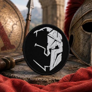 Greek Helmet Patch/Spartan Crest Logo/Iron-On Patch/Military Bikers/Sew-On Applique for Clothing Jackets Tactical Vests Backpacks Hats Gear