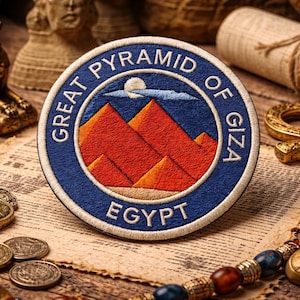 Giza Pyramids Patch/Iron-on Patch/Pharaohs & Sphinx/Ancient History Lover Gift/Egyptian Gods/Egypt Badge/ Sew-On Applique for Clothing Vest
