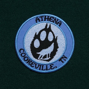 Custom Name Patch - Wolf Paw Logo - Personalize Text Embroidered Iron-on Applique for Clothing & Backpack, Vest, Wild Animal Patch Badge