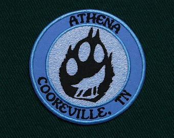 Custom Name Patch - Wolf Paw Logo - Personalize Text Embroidered Iron-on Applique for Clothing & Backpack, Vest, Wild Animal Patch Badge
