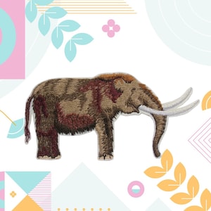 Mastodon Patch/5&quot;x2.5&quot; Ice Age Animal Patch/Iron-on Patch/Wild Animal Patch/Animal Badge/Animal Lover/Decorative Patch/Prehistoric/Elephants