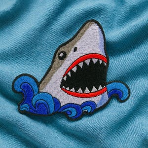 Shark Patch/Iron-on Patch/Great White Shark Patch/Shark Badge/Nature Patch/Animal Lover Gift/Decorative Patch/Jaws Inspired Patch/Embroidery