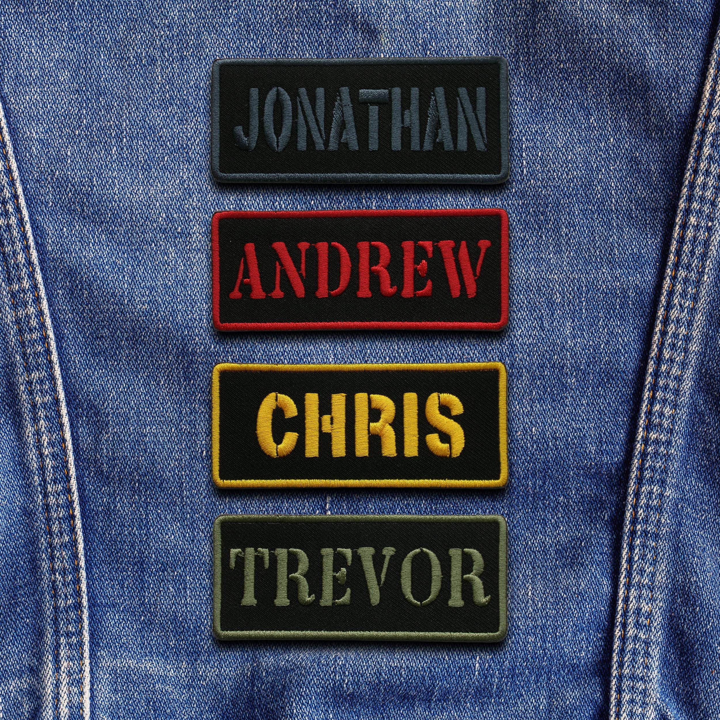 パーソナライズされた名前のパッチ刺繍、カスタムテキストパッチ刺繍