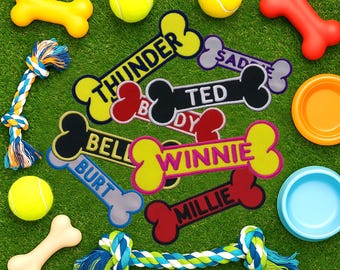 Custom Your Dog Name Embroidered Iron On, Sew On, or Hook & Loop Patch Small, Medium, and Large Sizes Available Personalized Tag Custom Name