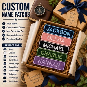 Custom Embroidered Name Patch: Iron-On, Sew-On, Hook & Loop