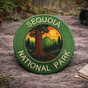 Sequoia National Park Patch/Nature Badge/Iron-On Patch/Sew-On Applique for Vest/Jacket Backpack Clothing, Camping Gear Hiking Trail Wildlife