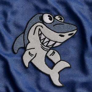 Happy Shark Patch/Iron-on Patch/Kids Patch/Embroidered Sew-On Applique/Shark Lover Gift/Cartoon Style Gifts/Diving Gear Patch/Surfing Patch