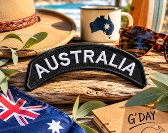 Australia Patch/Iron-On Patch/Rocker Style/Rider Gift/Biker Motorcycle Vest/Embroidered Sew-On Applique for Clothing Jacket Hat Backpack