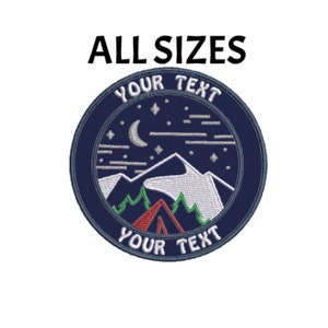 CUSTOM "YOUR TEXT" Mountains Moon Stars Embroidered Patch diy Iron-On/Sew-On Applique Nature Adventure Badge Emblem Hike Camp, Clothing Vest