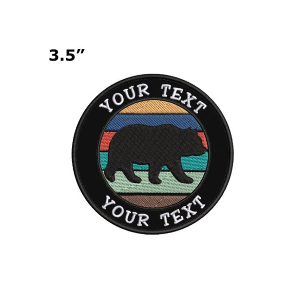 Custom Your Text Black Bear Personalized Embroidered Patch Iron-On DIY Applique Nature National Park Wildlife Hiking Mountain, Vest Backpack