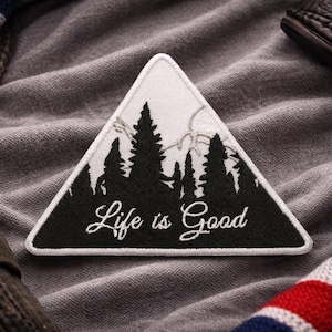 Mountain Patch/Iron-On Patch/Nature Badge/Camping & Hiking/Life Is Good/Embroidered Sew-On Applique for Clothing Vest/Jacket Hat Backpack