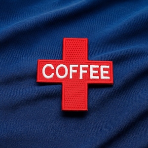 Coffee Patch/Iron-On Patch/Tactical Military/Camping & Hiking Gift/Embroidered Sew-On Applique for Clothing Vest/Jacket, Backpacks, Gear