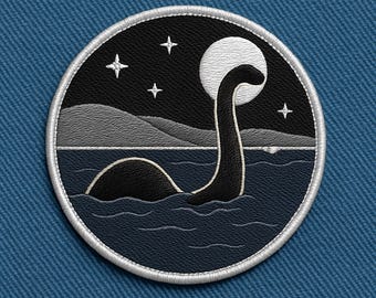 Loch Ness Monster Patch/Iron-On Patch/Cryptid Creature, Folklore Myth/Paranormal Gift/Sew-On Embroidered Applique for Clothing Vest/Jacket
