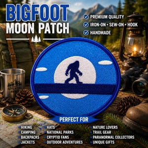 Bigfoot Patch/Iron On Patch/Paranormal Badge/Sasquatch Cryptid Creature Myth/Embroidered Sew-On Applique for Clothing Vest/Jacket Backpacks