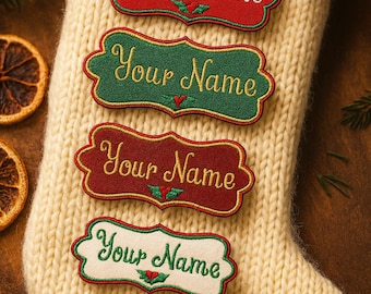 Custom Christmas Name Patch, Custom Name Patch, Sew/Iron On Embroidery Patches for Clothes Jackets Backpacks, Personalized Name Patches