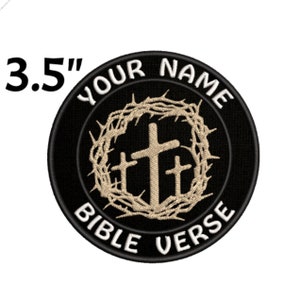 Bible Verse Patch Custom Your Name Text Personalized Embroidered Iron-On Applique, Religious Love Jesus Christ GOD Christian Bikers Cross