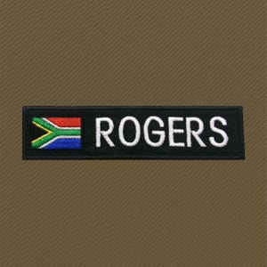 Custom Name Patch/South African Flag Patch/Personalized Name Tag Patch/Iron-On Embroidered Patch Applique for Uniform/Costume/Vest/Backpack