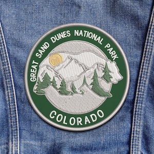 Great Sand Dunes Park Patch/Iron-On Patch/Bear Patch/Mountain Patch/Nature/Camping/Embroidered Sew-On Applique for Backpacks, Jacket/Vest,