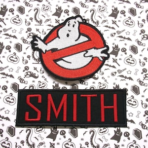 CHILD CUSTOM Name Tag No Ghost 2PK Emblem Iron-On Patch Applique Costume and Cosplay Movie Supernatural Paranormal Ghostbusters Ghost Buster
