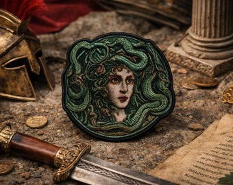 Medusa Snakes Patch/Iron-on Patch/Greek Myths & Legends/Myth of Olympus/Argonaut/Sew-On Applique for Clothing Backpack Vest/Jacket Hats Gear