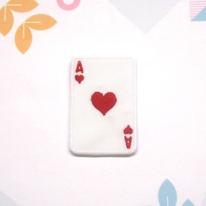 Herzass Aufnäher gestickte Poker Karte Bügelbild für Jacken & Westen, Spielkarte Aufnäher, Glücksspiel Aufnäher, Biker Patch, Kasino Aufnäher