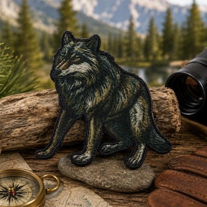 Wolf Patch/Iron-on Patch/Wild Animal Badge//Nature Lover Gift/Wildlife/National Park Gifts/Sew-on Applique for Clothing Vest/Jacket Backpack