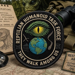 Lizard People Patch/Iron On Patch/They Walk Among Us/Xfiles Cryptid/Paranormal Badge/Sew-On Applique for Clothing Jacket Hats Backpack Gear