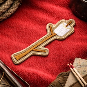 Roasting Marshmallow Patch/Iron-On Patch/Camping, Outdoor Adventure, Nature/Embroidered Sew-On Applique for Vest/Jacket Clothing Backpacks